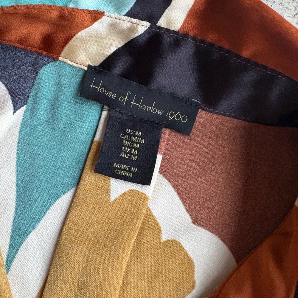 House of Harlow 1960 Brown and Yellow Button Down Shirt - Picture 3 of 3